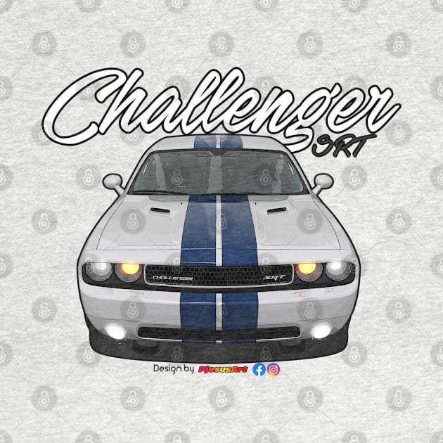 Challenger SRT8 White Blue Stripe by pjesusart by PjesusArt